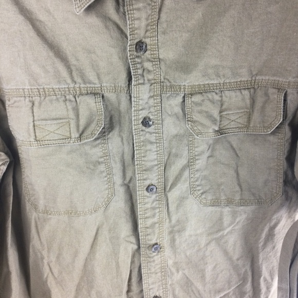 Redhead Tan Cotton Seam Detailed Long Sleeve Button Up Cargo Shirt Size Large - Picture 4 of 9